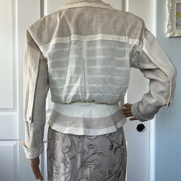 vtg 90s IIF $198 deadstock ivory cream AVANT GARDE blazer jacket S lined - Picture 8 of 13